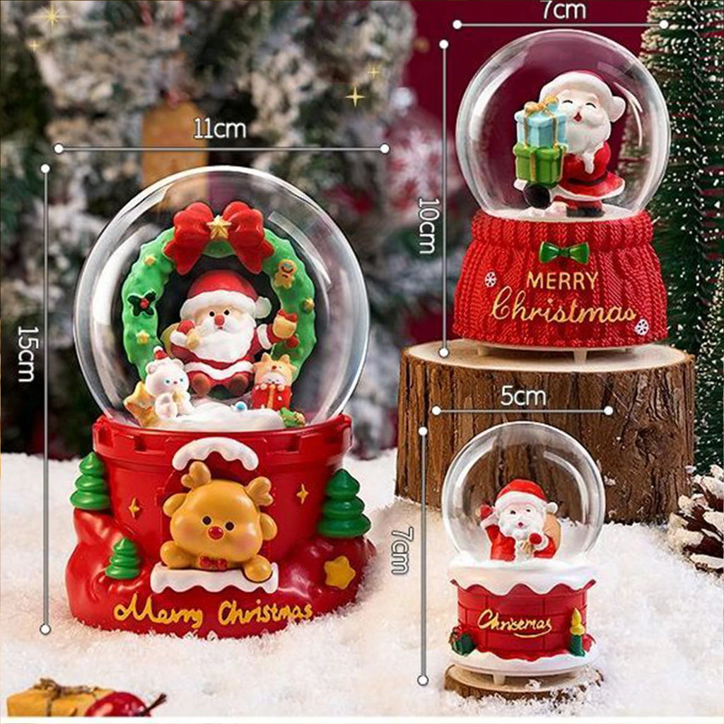 Christmas Snow Globe with 7-Color Lights & Music – Santa Musical Resin Decoration
