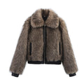 High-End Brown Faux Fur Jacket for Women –  Casual Fashion