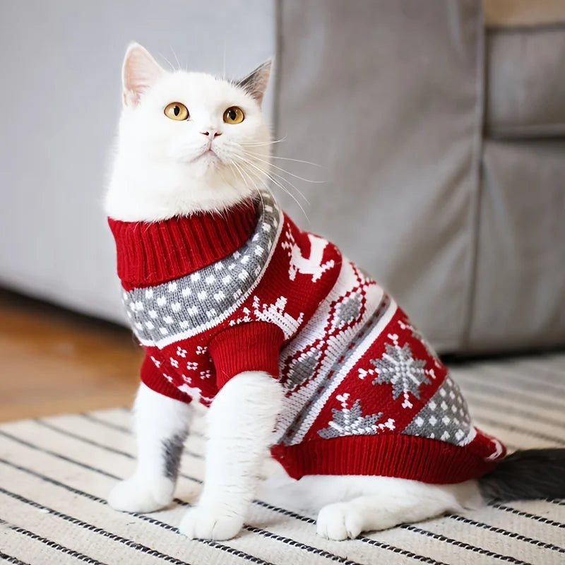 Christmas Pet Sweater for Dogs & Cats – Cozy Knit Holiday Outfit