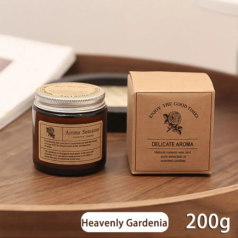 Brown Glass Aromatherapy Candle – Smokeless Scented Candle for Home & Gift