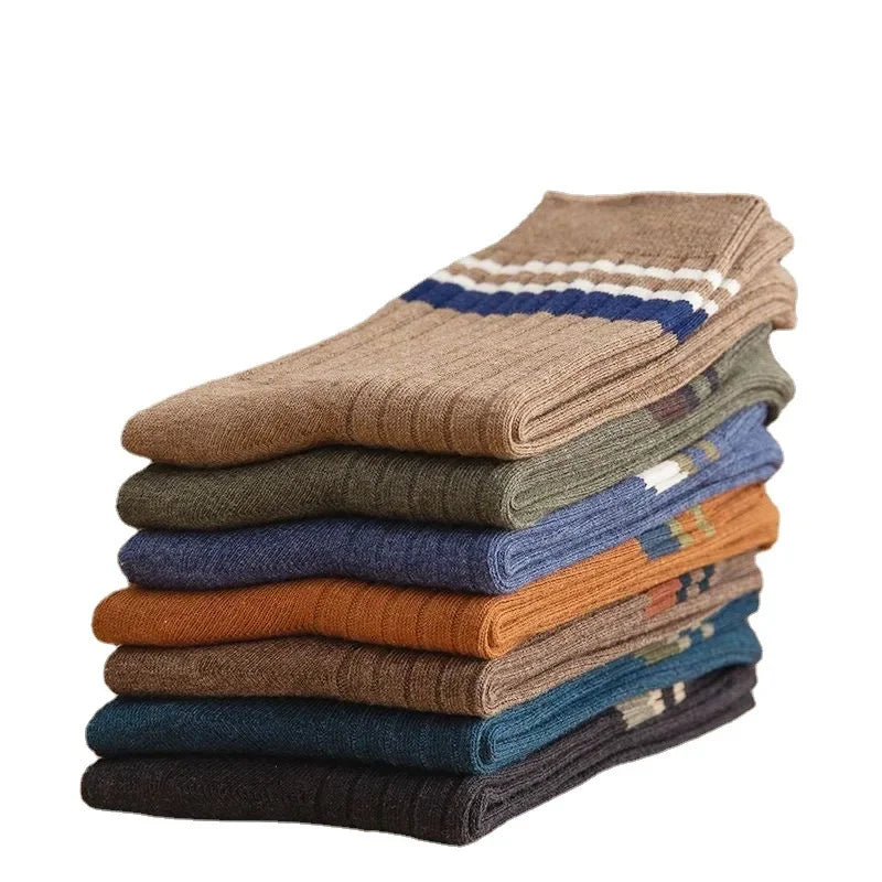 Men’s Striped Cotton Socks – Retro Harajuku Style Casual Spring Socks