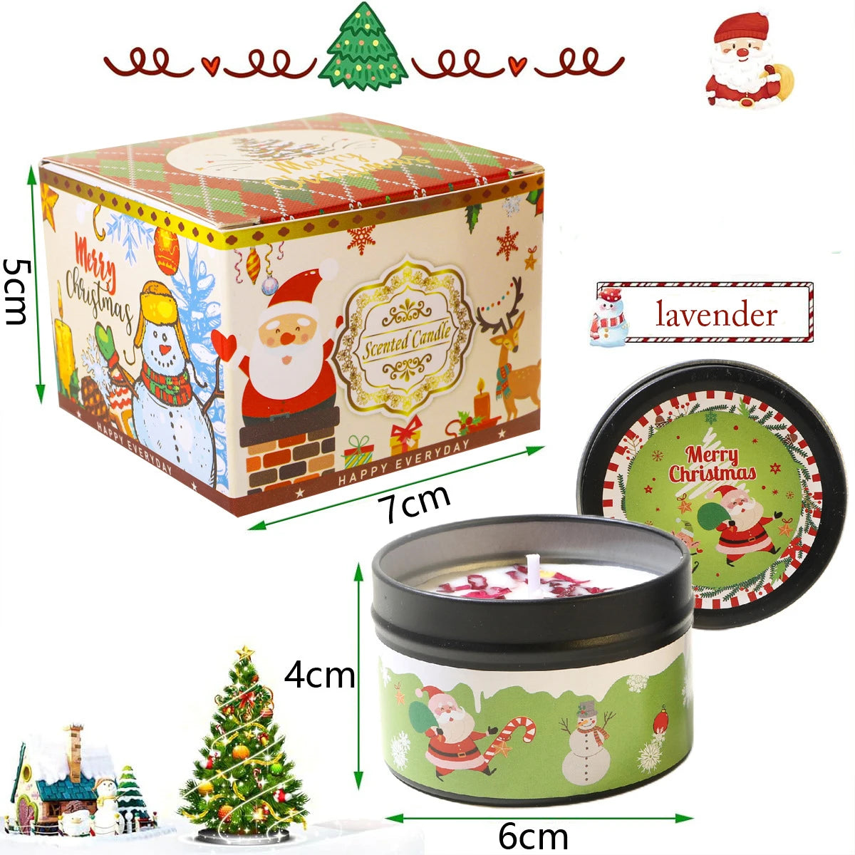 Christmas Scented Candle Gift Set – Aromatherapy Soy Wax with Dried Flowers