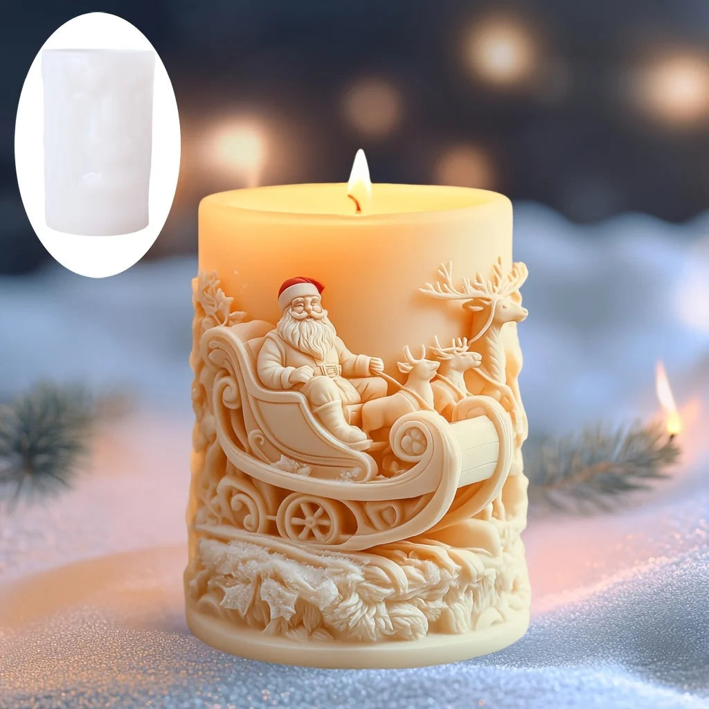 Christmas House Candle Mold – Santa Claus on Roof Silicone Mold