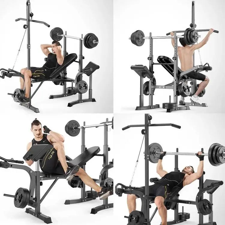 Adjustable Weightlifting Bench Press & Squat Rack – Home Gym Equipment