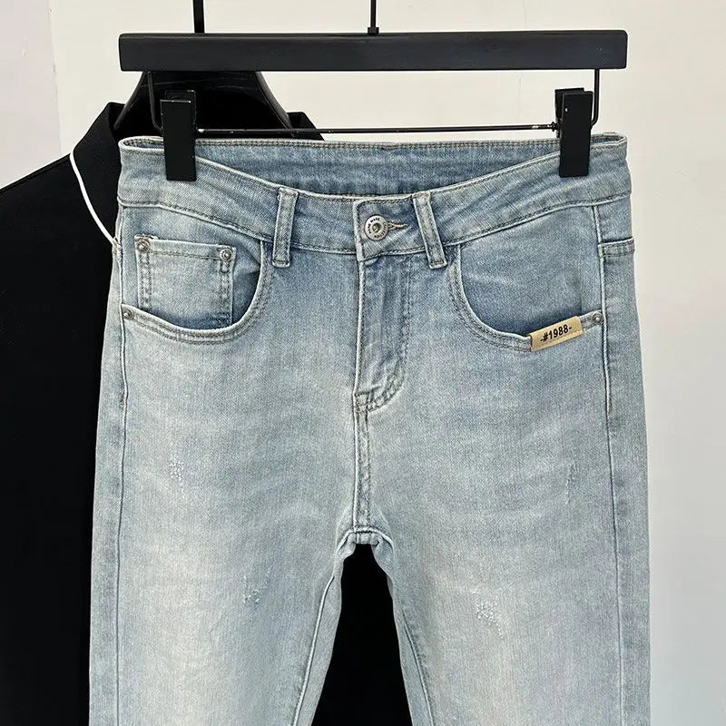 Men’s Slim Fit Light Wash Jeans – Trendy Casual Denim Pants