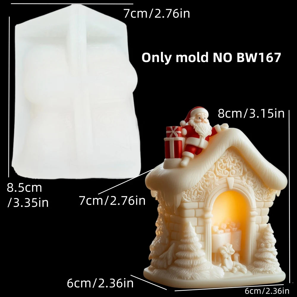 Christmas House Candle Mold – Santa Claus on Roof Silicone Mold