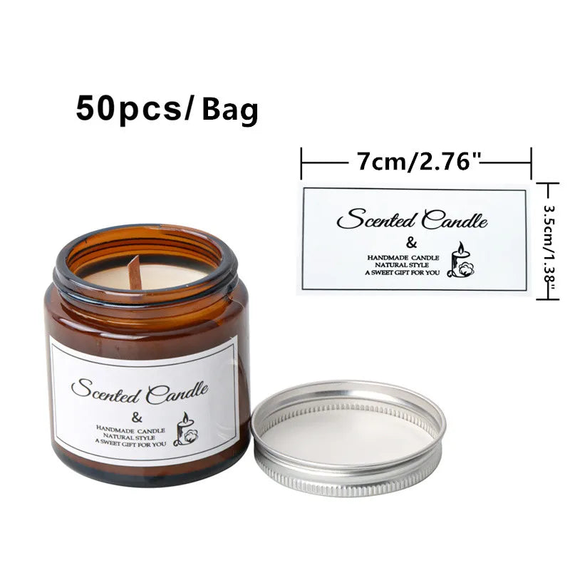 Self-Adhesive Candle Packaging Labels – Gift Box & Warning Seal Stickers