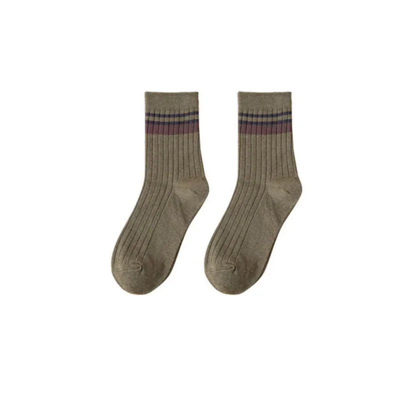 Men’s Striped Cotton Socks – Retro Harajuku Style Casual Spring Socks
