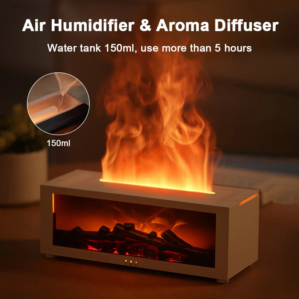 Flame Effect Aroma Humidifier with LED Light & Remote Control