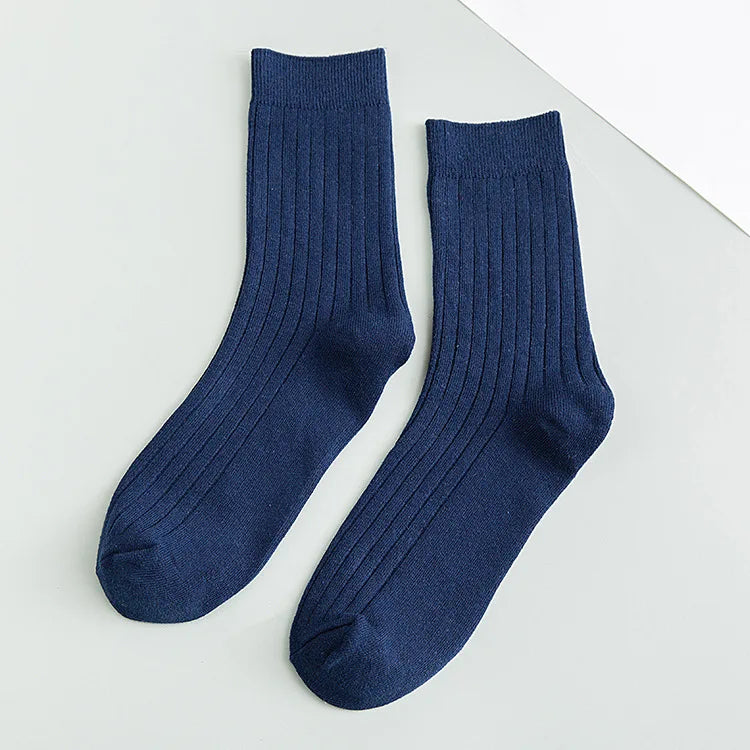 Men's Cotton Warm Socks – Black & White Winter Socks (EU 39–44)