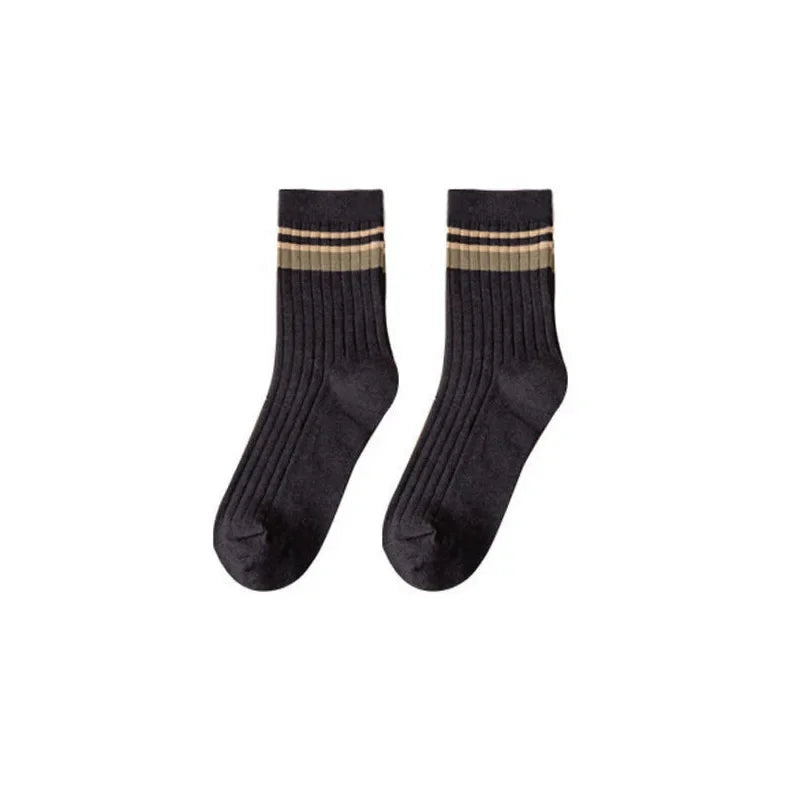 Men’s Striped Cotton Socks – Retro Harajuku Style Casual Spring Socks