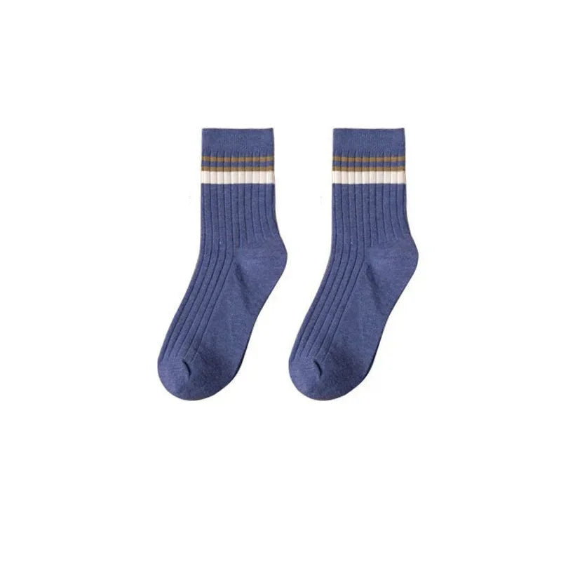 Men’s Striped Cotton Socks – Retro Harajuku Style Casual Spring Socks
