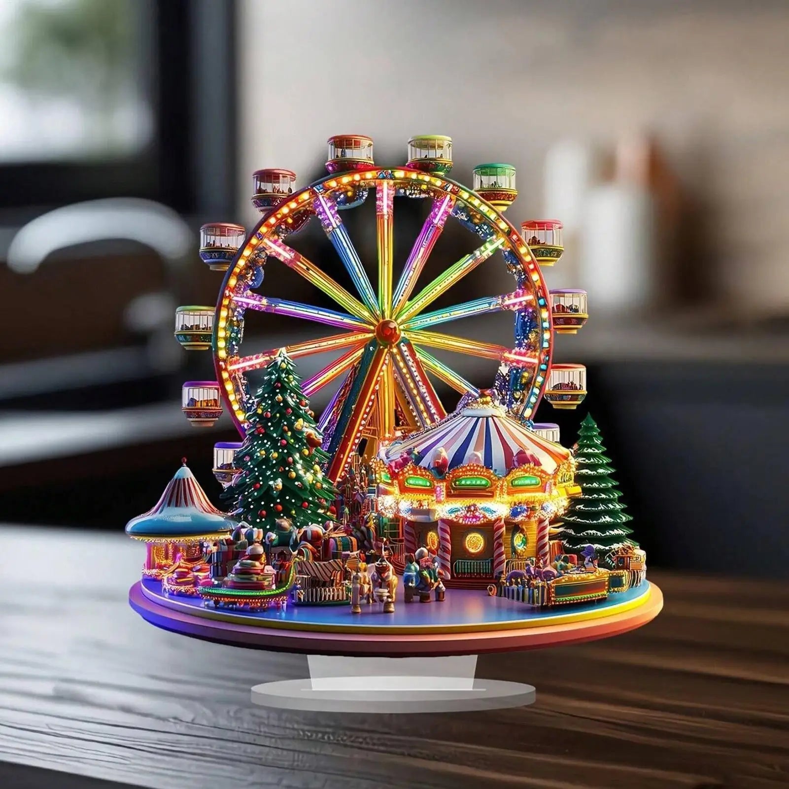 Christmas Village Ferris Wheel – 2D Acrylic Holiday Ornament