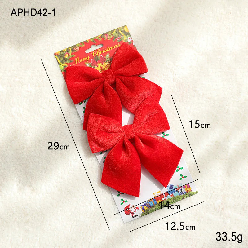 Christmas Bow Decoration – Velvet Red Bow Knot Baubles