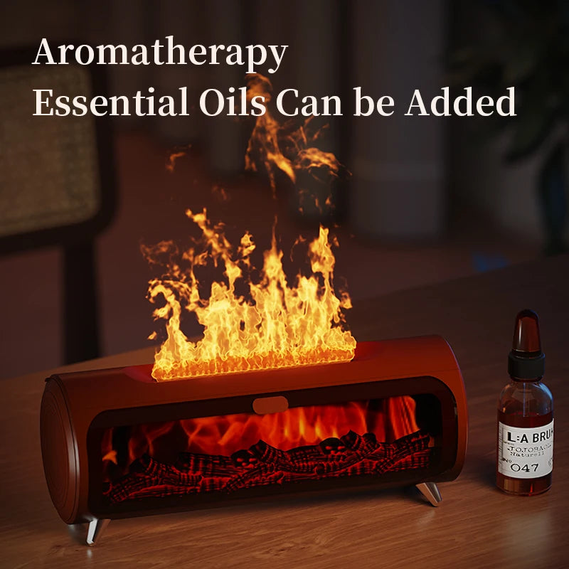 Mini Flame Air Humidifier & Aromatherapy Diffuser – Wood Grain