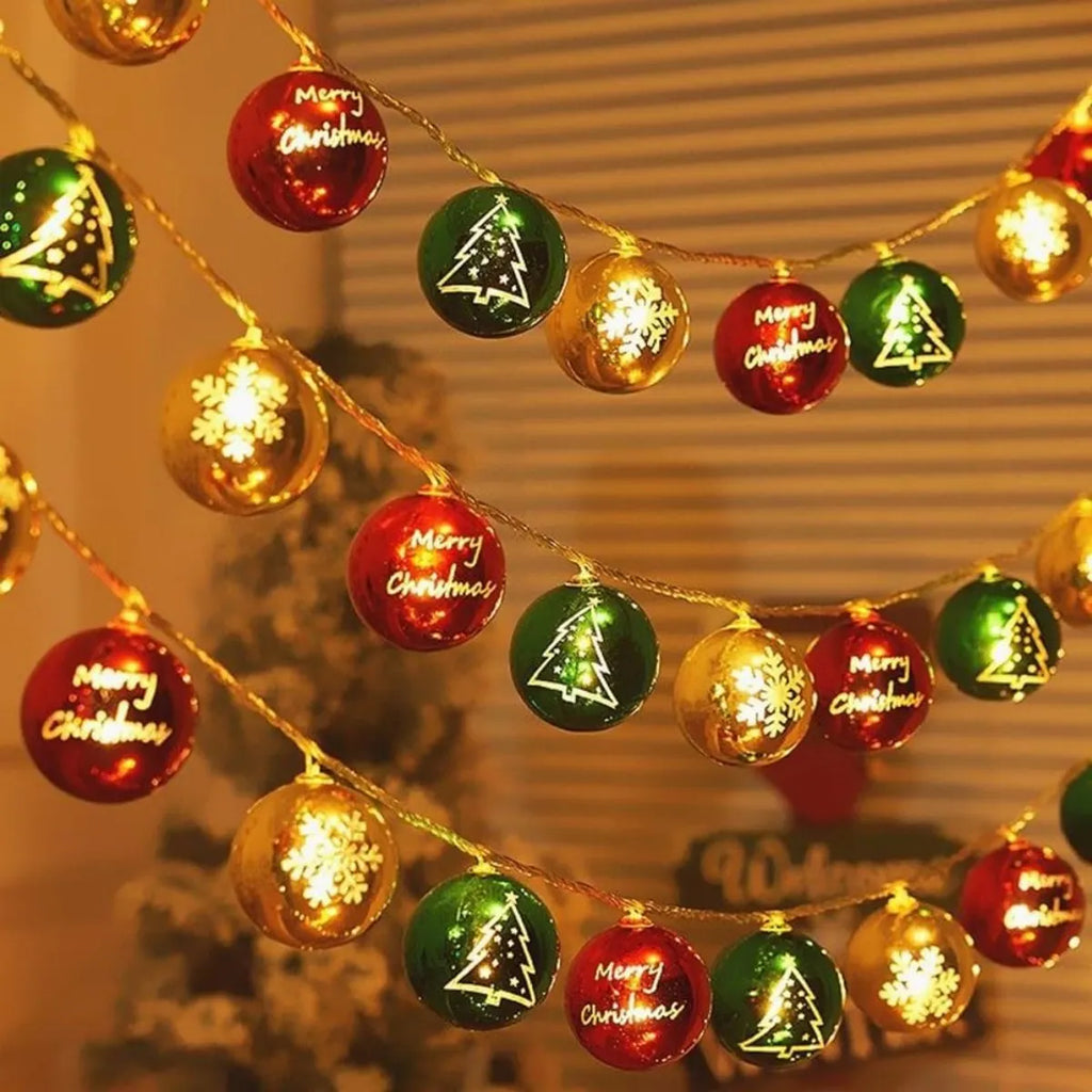 Multicolor Christmas Ball Ornament Lights – Festive LED Tree & Table Decoration