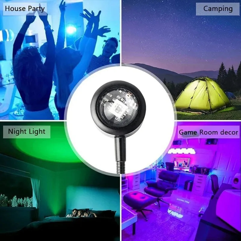 USB Sunset Projection Lamp – Rainbow Atmosphere Night Light for Photography & Decor