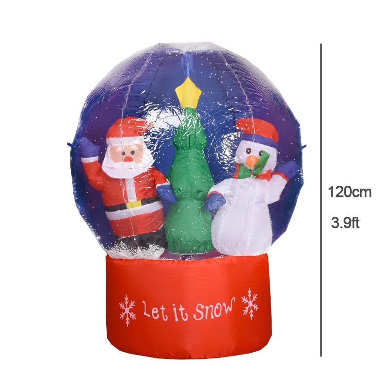 Christmas Inflatable Snow Globe Decoration with LED Lights – Santa & Tree