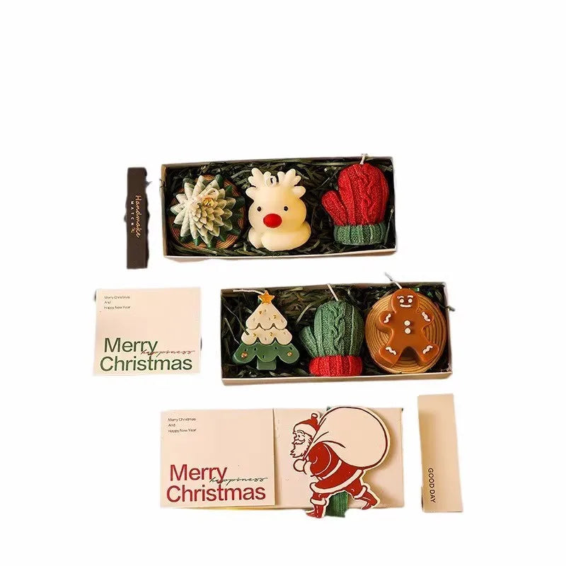 Christmas Scented Candle Gift Set – Soy Wax Aromatherapy with Fawn, Tree & Glove Designs