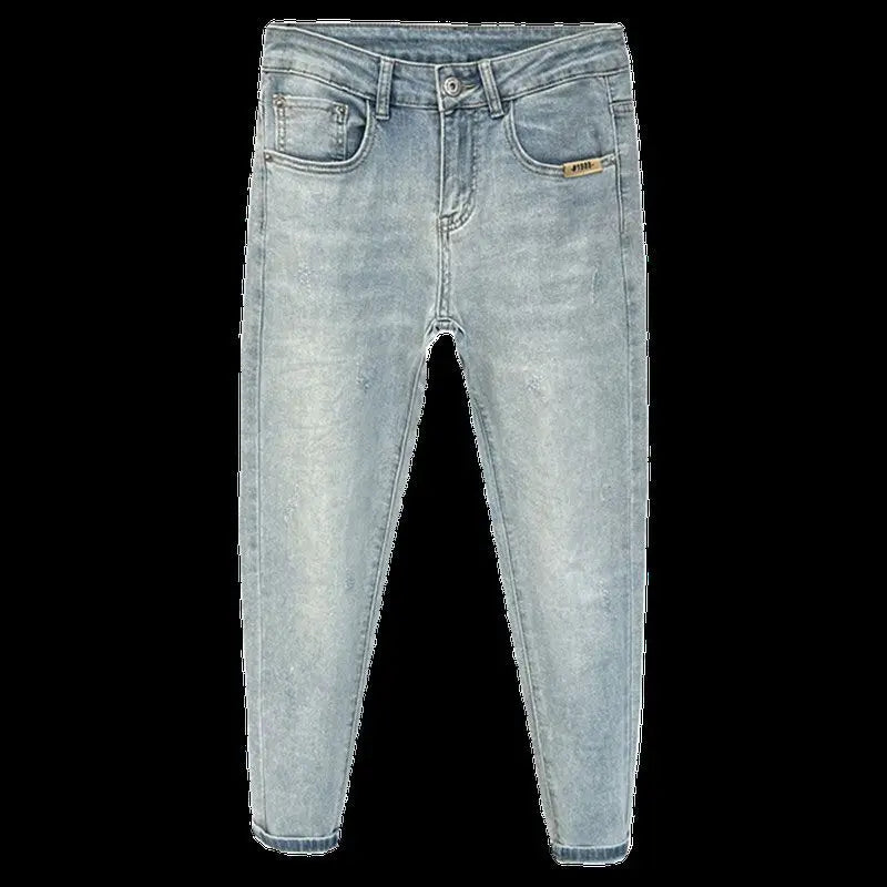 Men’s Slim Fit Light Wash Jeans – Trendy Casual Denim Pants