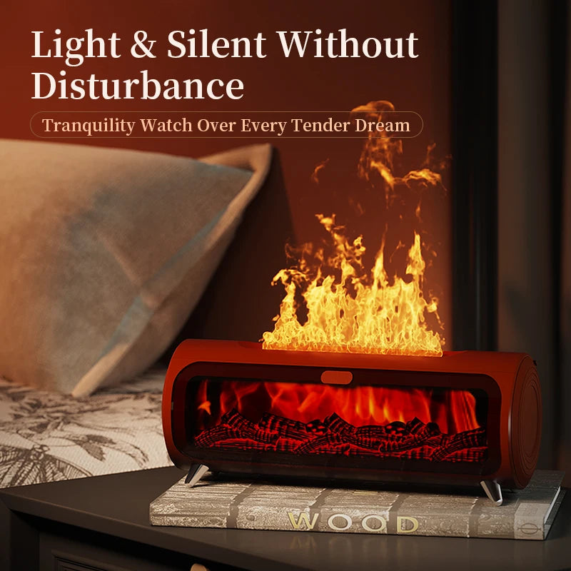 Mini Flame Air Humidifier & Aromatherapy Diffuser – Wood Grain