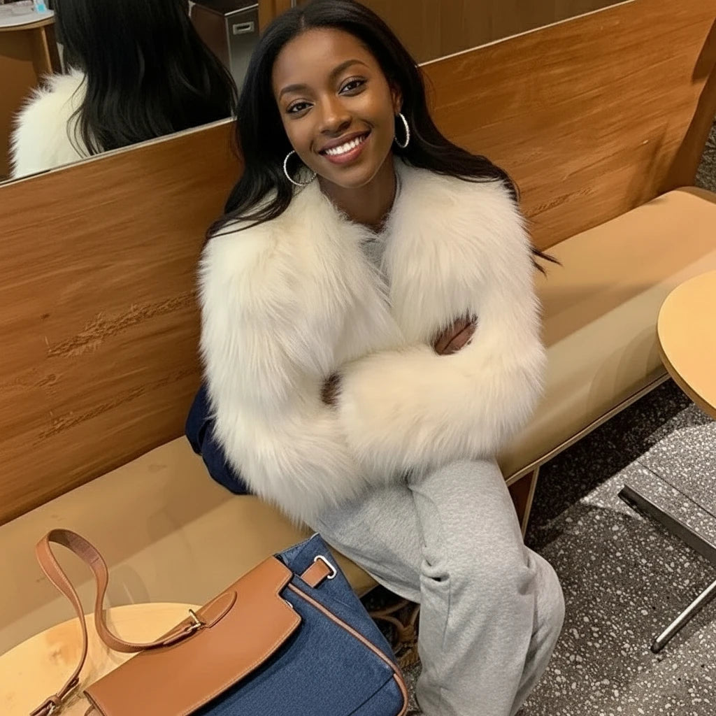 Women’s Faux Fox Fur Coat – Short Loose Winter Jacket 2025 Casual Fashion