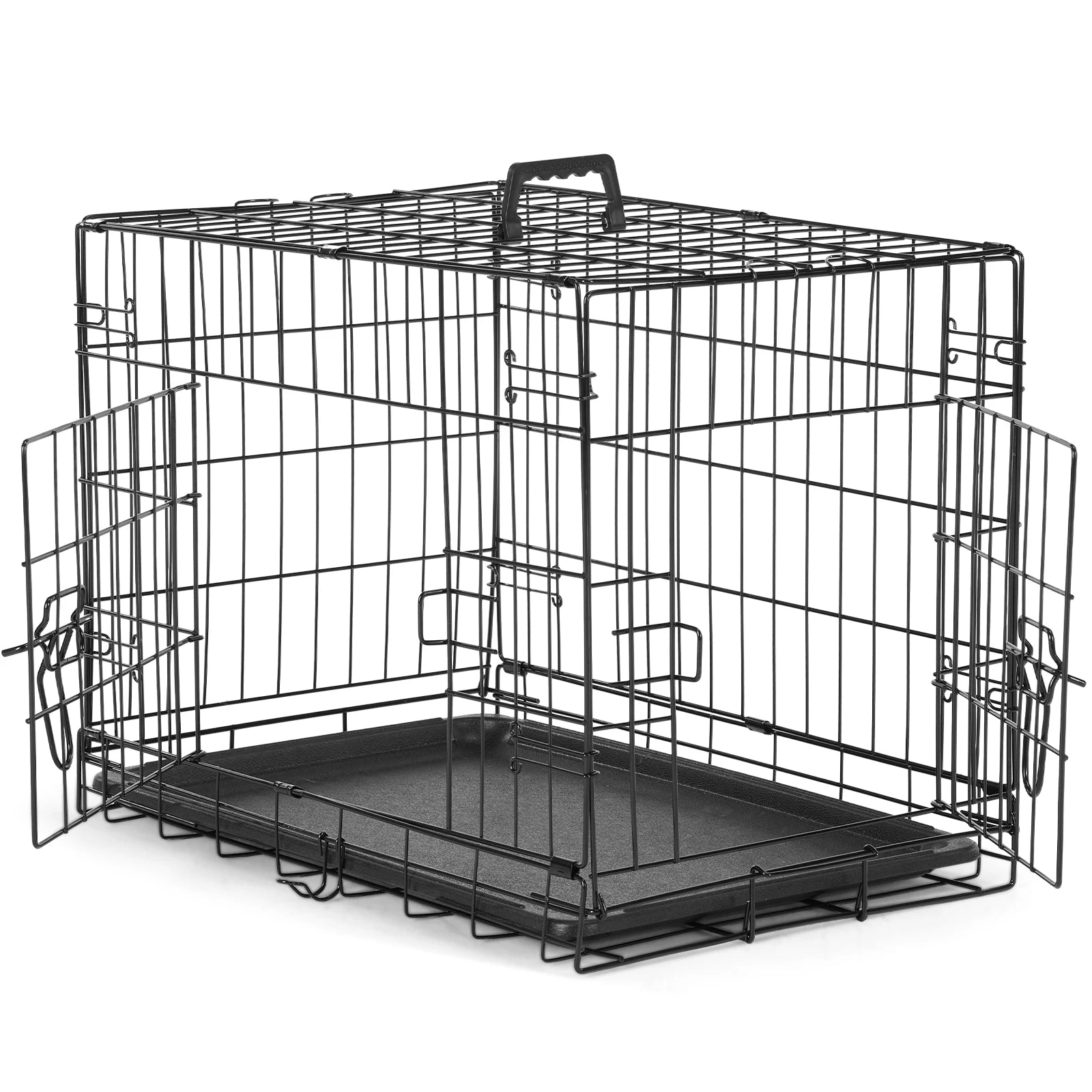 JHK Extra-Large Double Door Folding Metal Dog Cage with Leak-Proof Tray