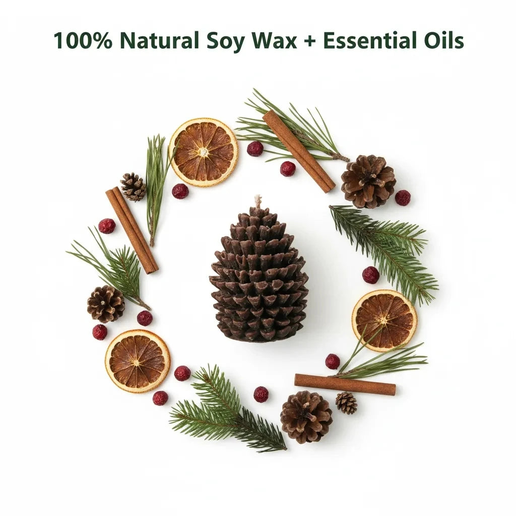 Christmas Pinecone Scented Candle – Festive Soy Wax Holiday Home Decor Gift