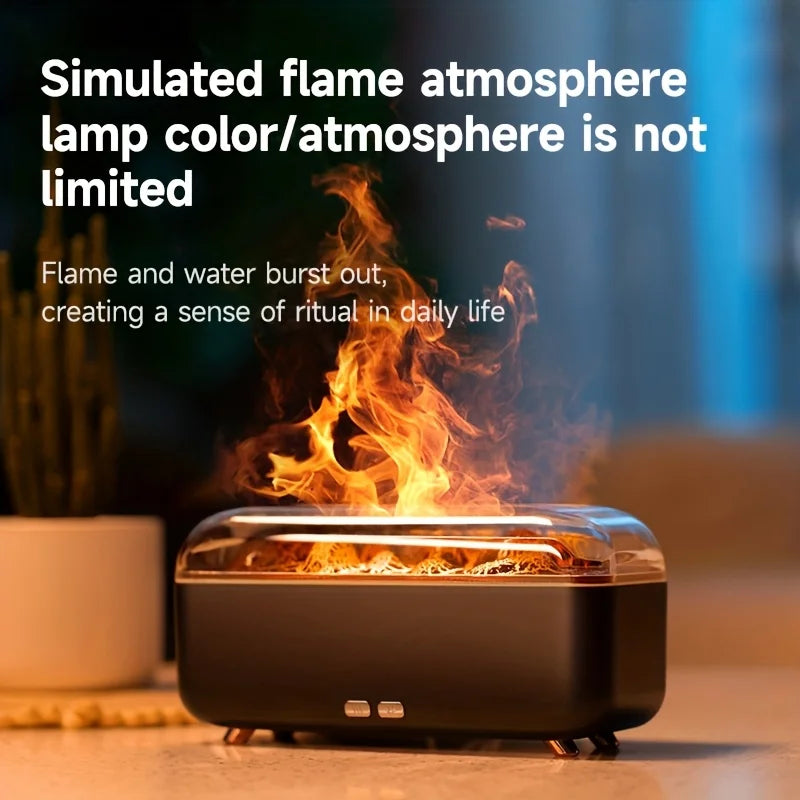 Simulated Flame Aroma Diffuser – LED Air Humidifier with Timer
