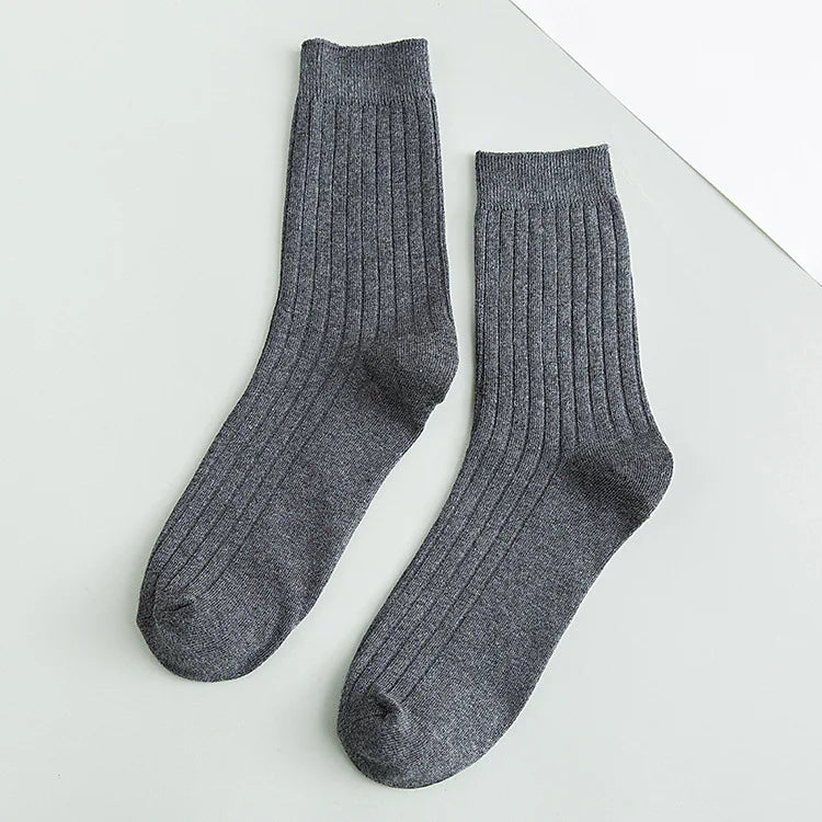 Men's Cotton Warm Socks – Black & White Winter Socks (EU 39–44)
