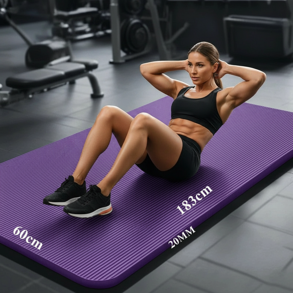 20mm Thick Anti-Slip Yoga Mat – Fitness & Pilates Exercise Mat, 183x60cm