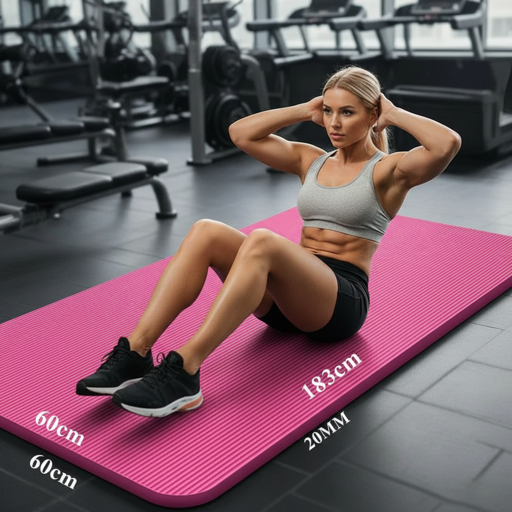20mm Thick Anti-Slip Yoga Mat – Fitness & Pilates Exercise Mat, 183x60cm