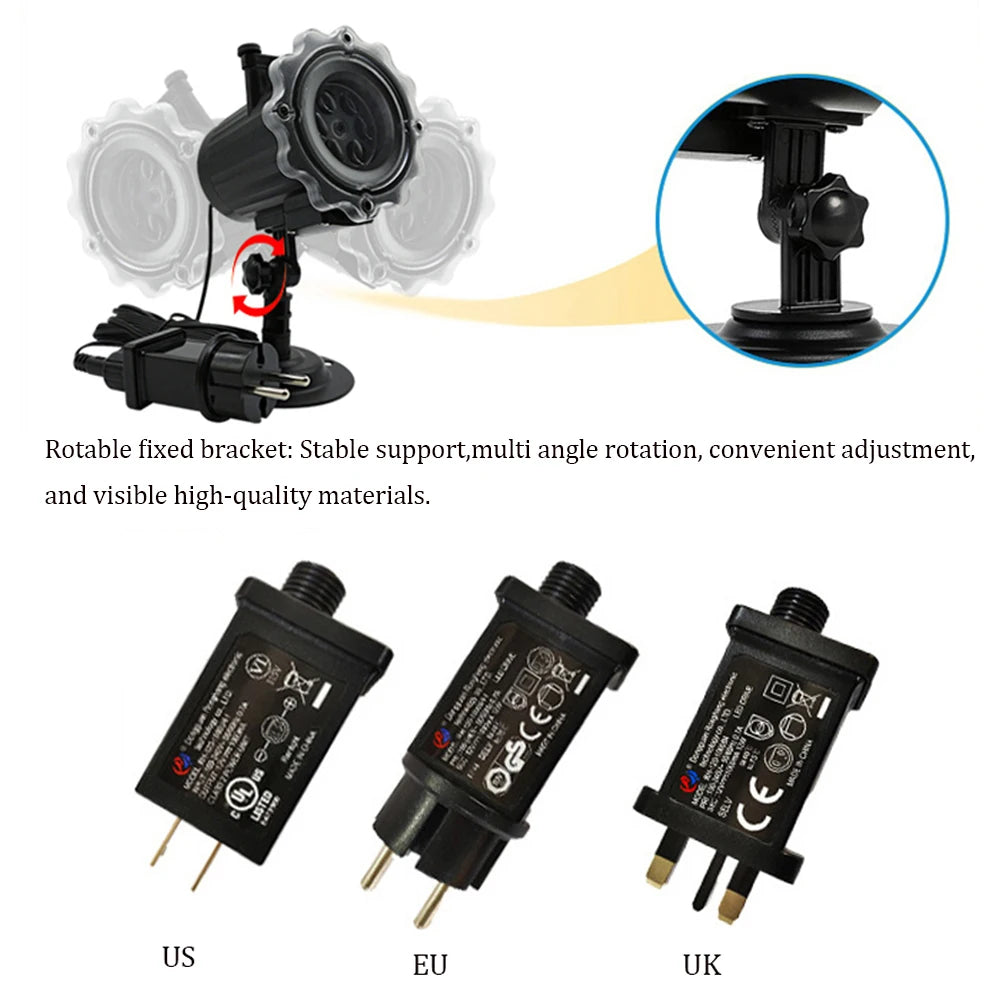 LED Christmas Snowflake Laser Projector Lights – Rotating Xmas Party Stage & Garden Decor
