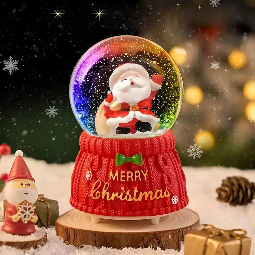 Christmas Snow Globe with 7-Color Lights & Music – Santa Musical Resin Decoration