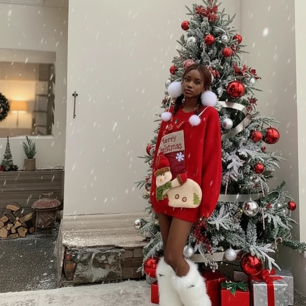 Women's Kawaii Christmas Sweater – Soft Knit Winter Pullover