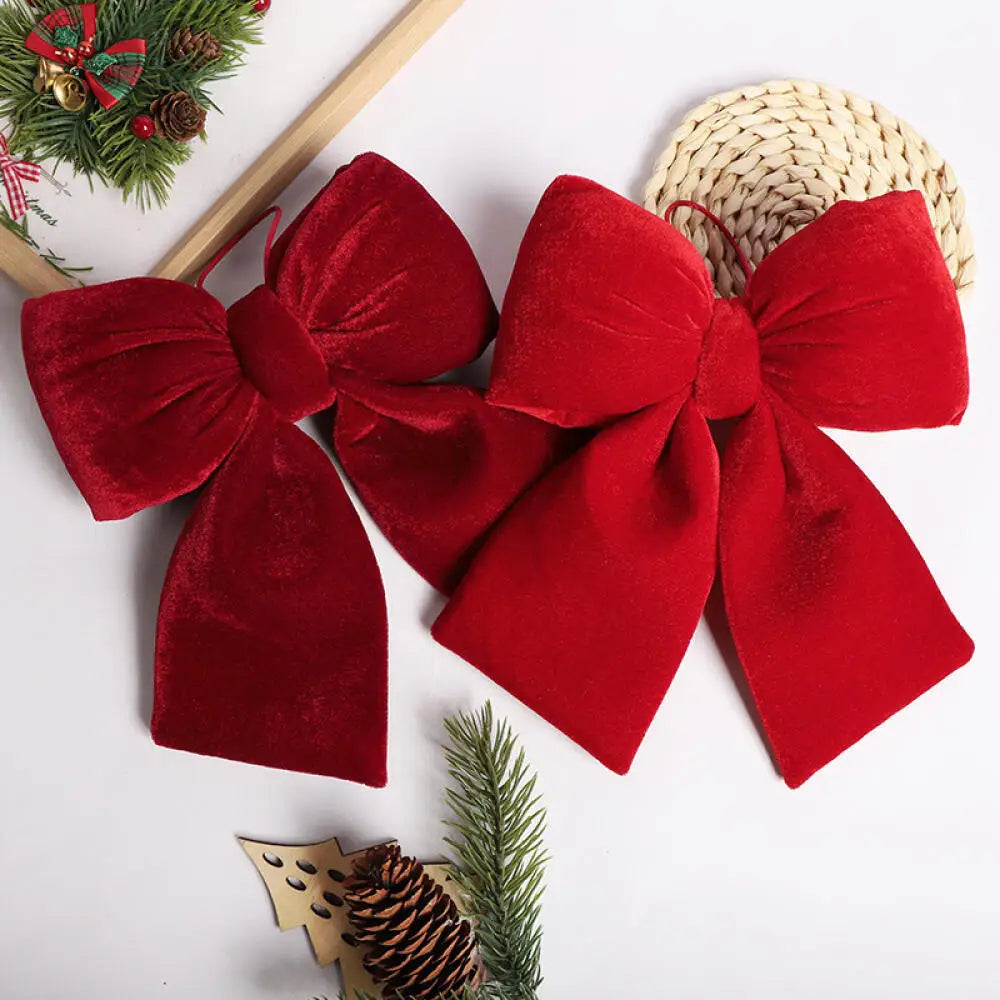 Christmas Bow Decoration – Velvet Red Bow Knot Baubles
