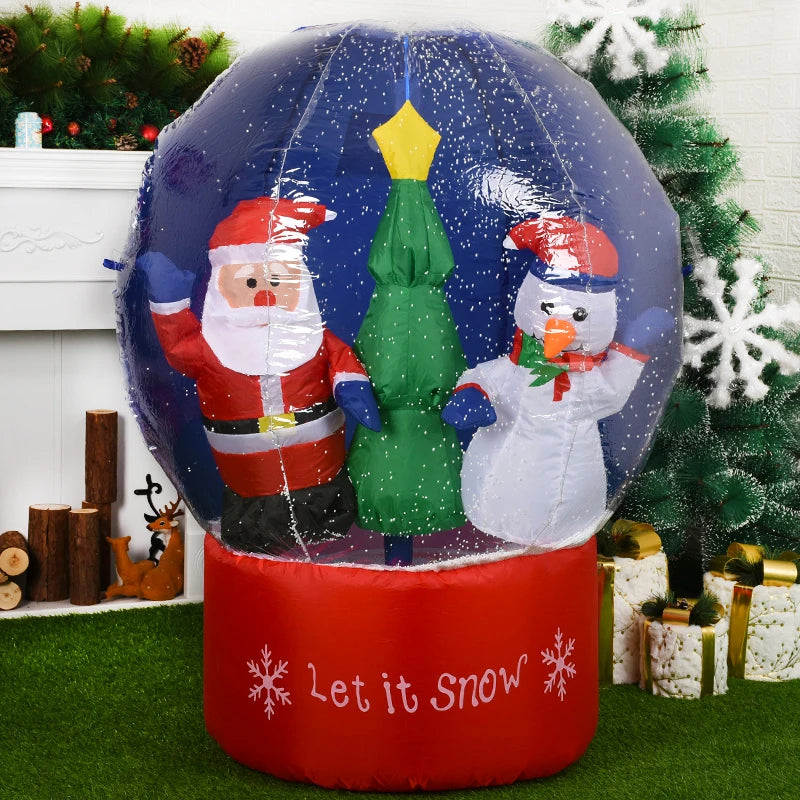 Christmas Inflatable Snow Globe Decoration with LED Lights – Santa & Tree