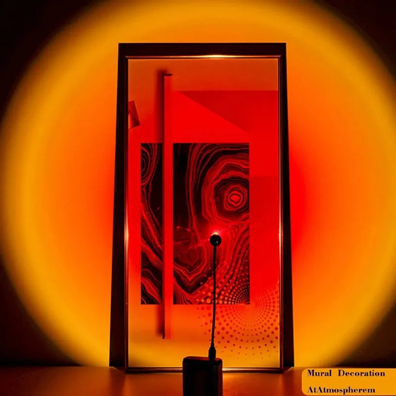 USB Sunset Projection Lamp – Rainbow Atmosphere Night Light for Photography & Decor