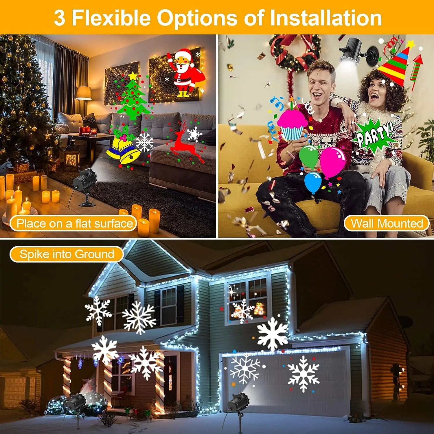LED Christmas Snowflake Laser Projector Lights – Rotating Xmas Party Stage & Garden Decor