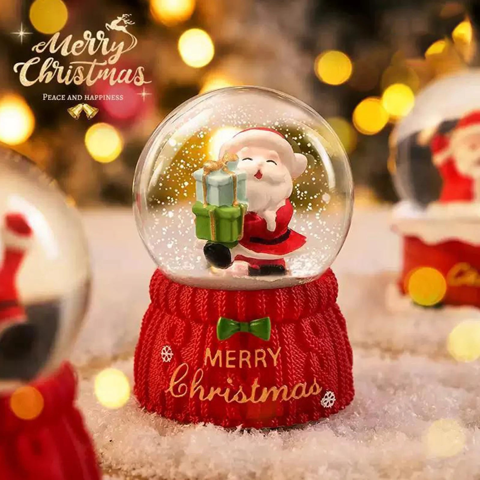 Christmas Snow Globe with 7-Color Lights & Music – Santa Musical Resin Decoration