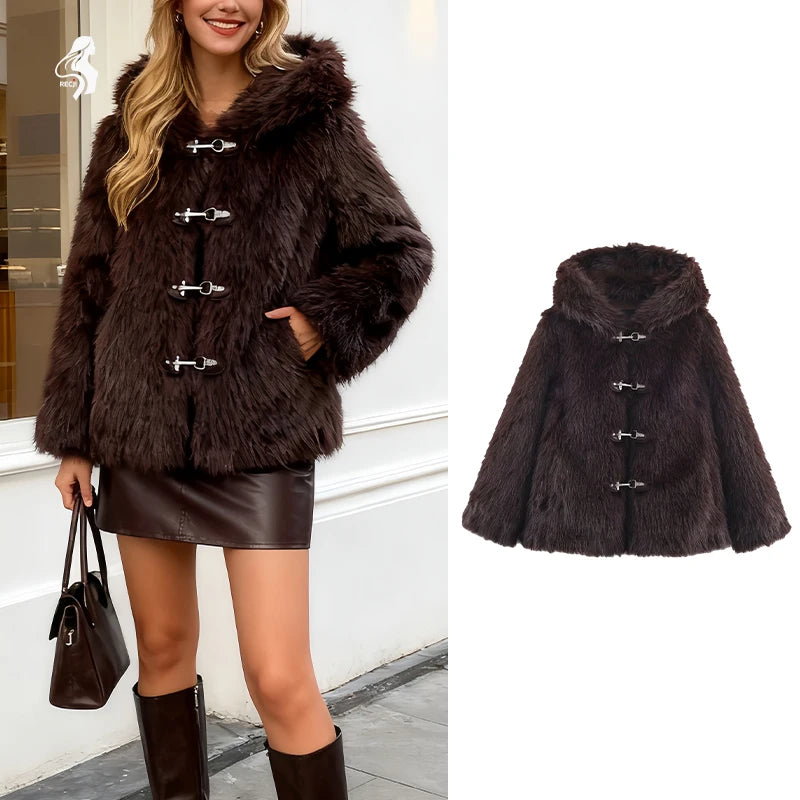 Womens Coat Jacket Faux Fur