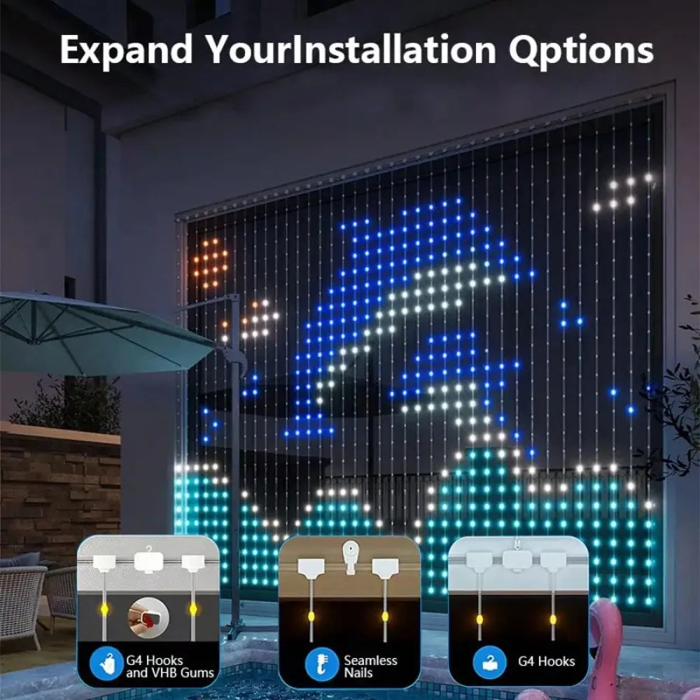 Smart Curtain String Lights – Waterproof DIY Colorful Music Sync LED Lights for Xmas Indoor & Outdoor Decor