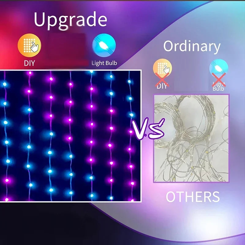 Smart Curtain String Lights – Bluetooth APP Control with Music Sync