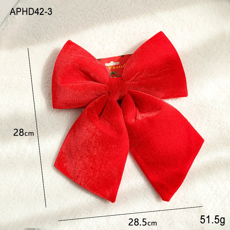 Christmas Bow Decoration – Velvet Red Bow Knot Baubles