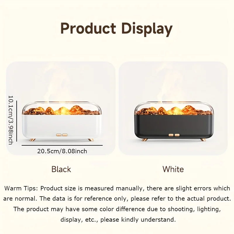 Simulated Flame Aroma Diffuser – LED Air Humidifier with Timer