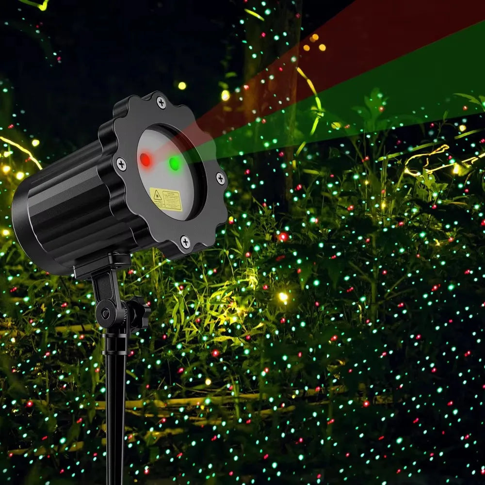 Christmas Projector Light Outdoor – Red & Green Star Shower Laser Garden Lights for Holiday Decoration