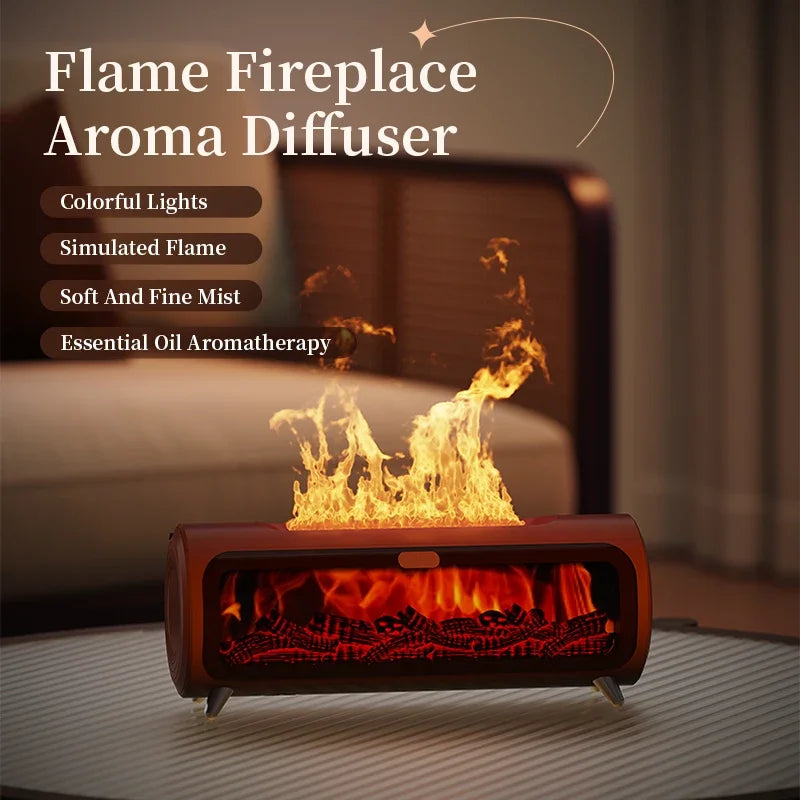 Mini Flame Air Humidifier & Aromatherapy Diffuser – Wood Grain