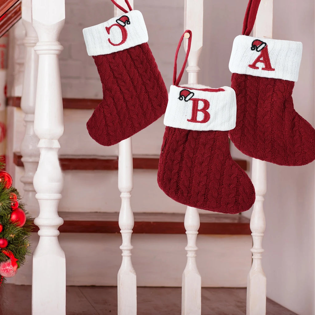 Christmas Alphabet Knit Stockings – Tree Ornaments & Holiday Decor