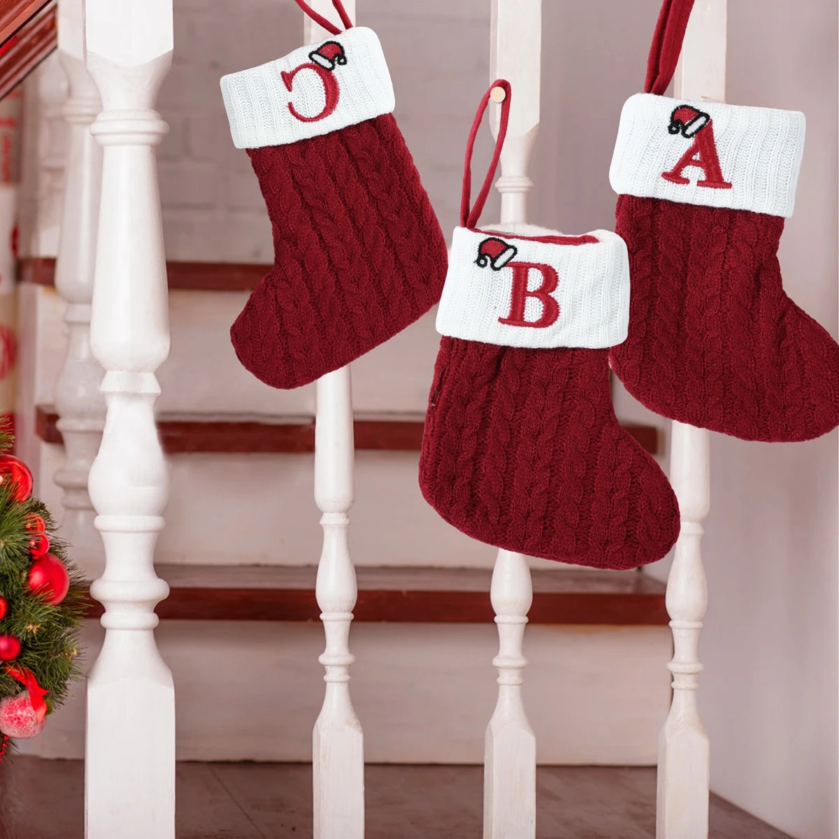 Christmas Alphabet Knit Stockings – Tree Ornaments & Holiday Decor