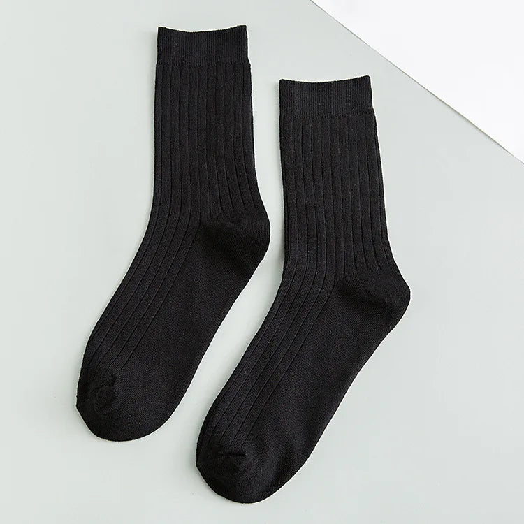 Men's Cotton Warm Socks – Black & White Winter Socks (EU 39–44)
